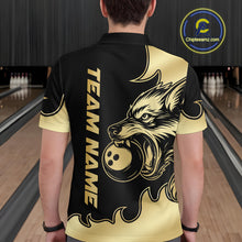 Load image into Gallery viewer, Gold Wolf Bowling Shirts for Team Women Men Custom Wolf Bowling Polo &amp; Quarter Zip MBL194