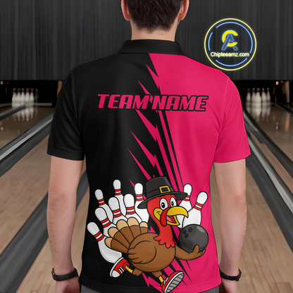Pink Turkey Bowling Shirts for Women Men Team Custom Bowling Jerseys Thanksgiving MBL180