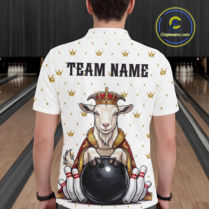 Custom King Crown Goat Bowling Shirts Funny Bowling Jersey for Men QZT1321