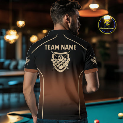Black And Brown 8 Ball Pool Men Billiard Polo & 1/4-Zip Shirt Custom Billiard Balls Jerseys NYN2442
