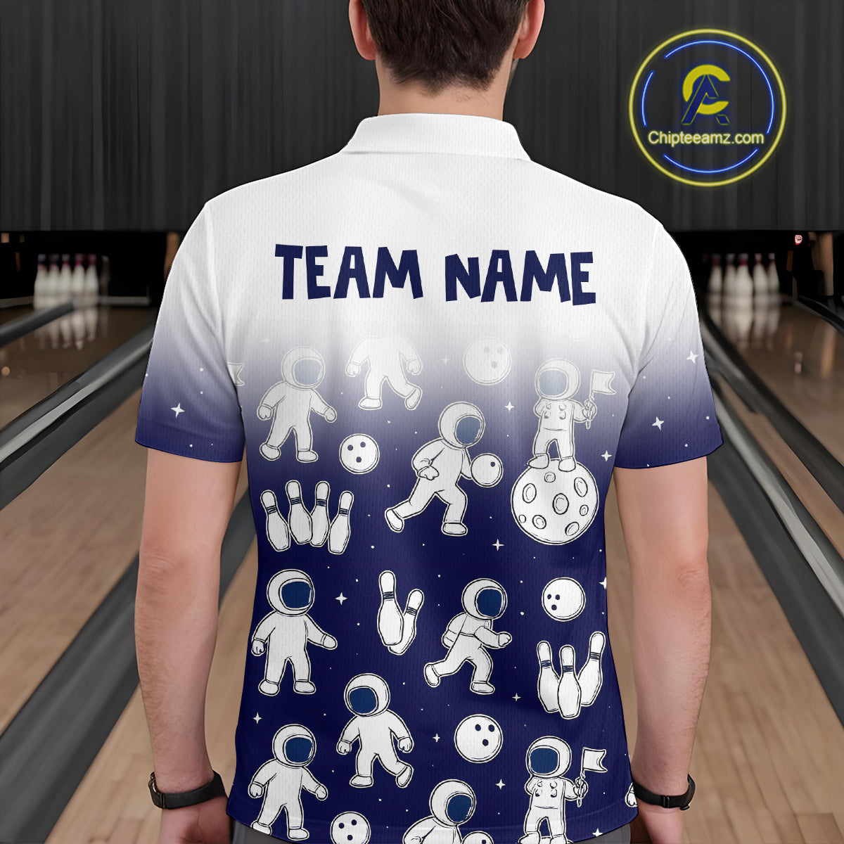 Astronaut Bowling Shirts for Men Women Team Bowling Polo & Quarter Zip Shirts MBL153