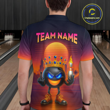 Custom Funny Bowling Jersey for Men Bowling Uniform Polo & 1/4 Zip Bowling Team Shirts HNT129