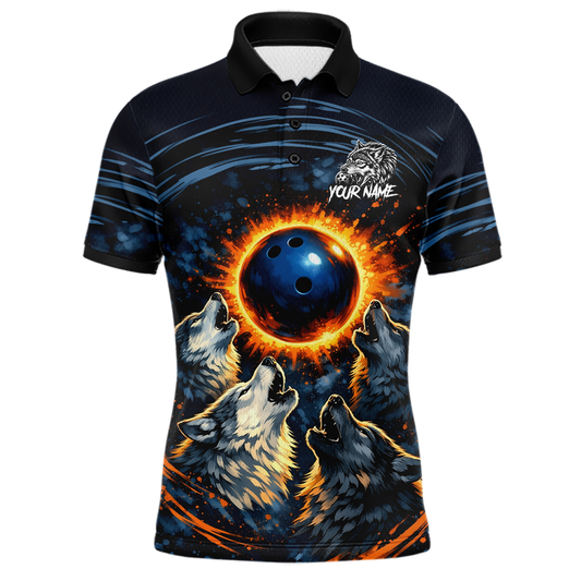 Wolf Bowling Jersey for Men Polo & 1/4 Zip Custom Wolf Bowling Team Shirts Bowling League HNT205