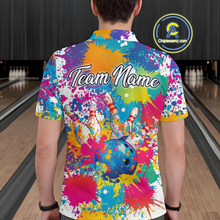 Load image into Gallery viewer, Custom Colorful Bowling Men Shirts Bowling Uniform Polo &amp; 1/4 Zip Bowling Team Jerseys HNT104
