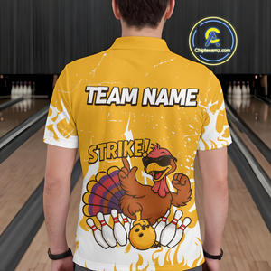 Custom Yellow Funny Turkey Bowling Jersey for Men Thanksgiving Bowling Team Shirts HNT115