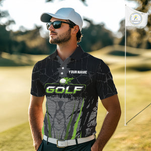 Black Camo Mens golf polo shirts custom golf attire for mens, golfing gifts | Green NQS9995