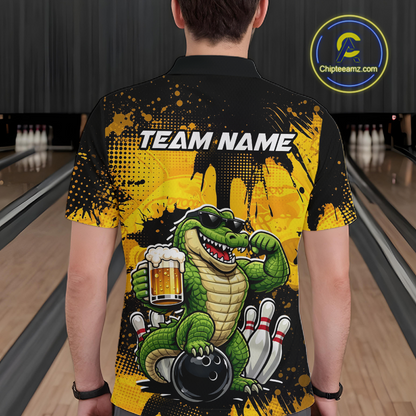 Custom Beer Alligator Bowling Jersey for Men Bowling Polo & 1/4 Zip Bowling Team Shirts HNT271