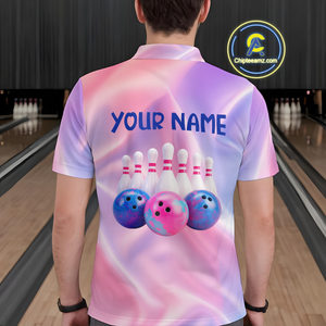 Custom Pink Bowling Shirts for Men Women Team Bowling Polo & Quarter Zip Shirts MBL114