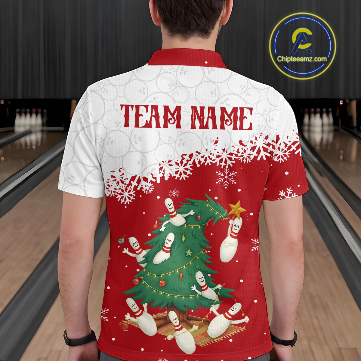 Custom Funny Christmas Bowling Jersey for Men Bowling Team Shirts Polo & 1/4 Zip HNT131