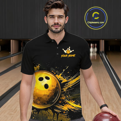 Custom Black & Gold Bowling Shirt for Men Bowling Team Jersey Bowling Outfit Polo & Quarter-Zip QZT988