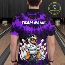 Load image into Gallery viewer, Custom Purple Funny Duck Bowling Jersey for Men Bowling Uniform Polo &amp; 1/4 Zip Bowling Team Shirts HNT238