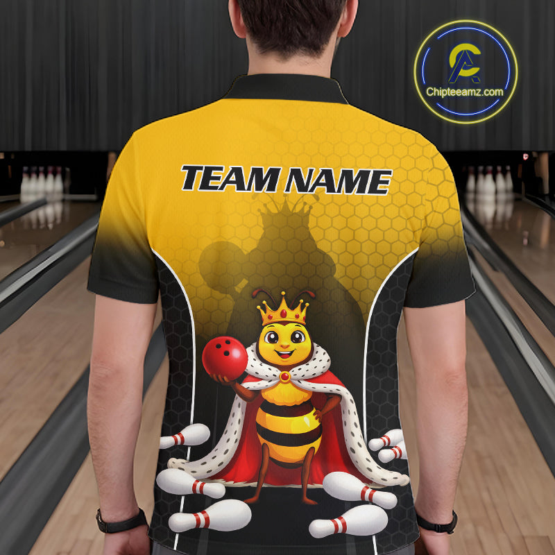 Custom King Bee Bowling Jersey for Men Bowling Team Shirts Bowling Polo & 1/4 Zip HNT266