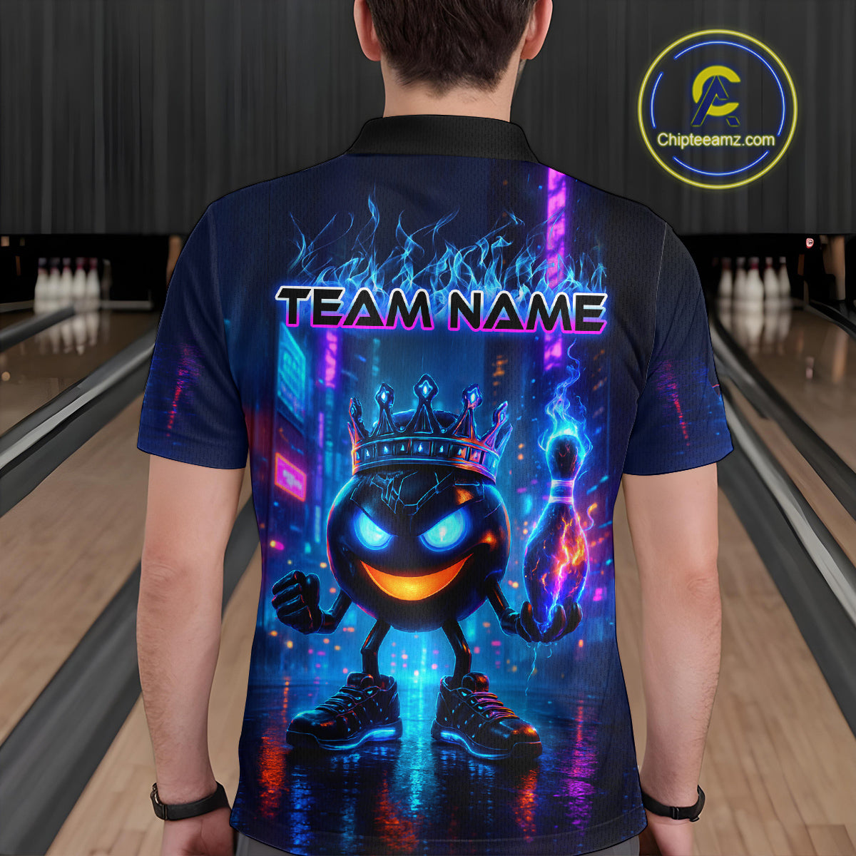 Custom Neon Lightning Bowling Shirt Funny Men Bowling Team Jersey Polo & 1/4-Zip Bowling Outfit QZT740