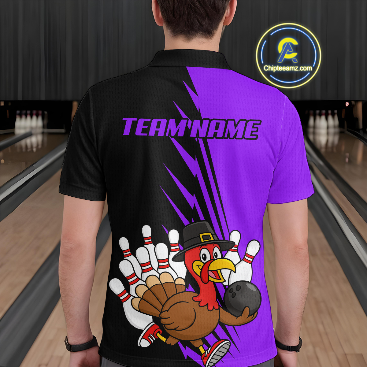 Purple Turkey Bowling Shirts for Women Men Team Custom Bowling Jerseys Thanksgiving MBL180