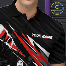 Load image into Gallery viewer, Custom Red Funny Bowling Jersey for Men Bowling Uniform Polo &amp; 1/4 Zip Bowling Team Shirts HNT128