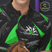 Load image into Gallery viewer, Custom Green Funny Horse Bowling Jersey for Men Bowling Team Shirts Bowling League Polo &amp; 1/4 Zip HNT183