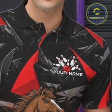 Load image into Gallery viewer, Custom Red Funny Horse Bowling Jersey for Men Bowling Team Shirts Bowling League Polo &amp; 1/4 Zip HNT183