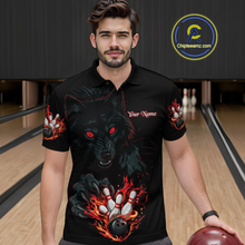 Load image into Gallery viewer, Custom Flame Wolf  Bowling Jersey for Men Bowling Uniform Polo &amp; 1/4 Zip Bowling Team Shirts HNT144