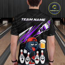 Load image into Gallery viewer, Custom Purple Beer Bowling Jersey for Men Bowling Team Shirts Bowling Uniform Polo &amp; 1/4 Zip HNT133