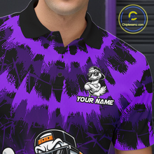 Load image into Gallery viewer, Custom Purple Funny Duck Bowling Jersey for Men Bowling Uniform Polo &amp; 1/4 Zip Bowling Team Shirts HNT238