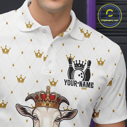 Custom King Crown Goat Bowling Shirts Funny Bowling Jersey for Men QZT1321