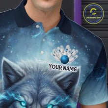 Load image into Gallery viewer, Blue Wolf Bowling Shirts Team Women Men Custom Bowling Jersey Bowl Polo&amp;1/4 Zip MBL239