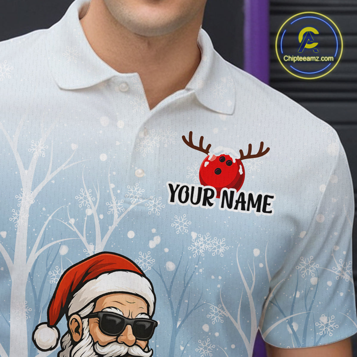 Funny Beer Santa Christmas Custom Bowling Jersey for Men Bowling Team Shirts Polo & 1/4 Zip HNT141
