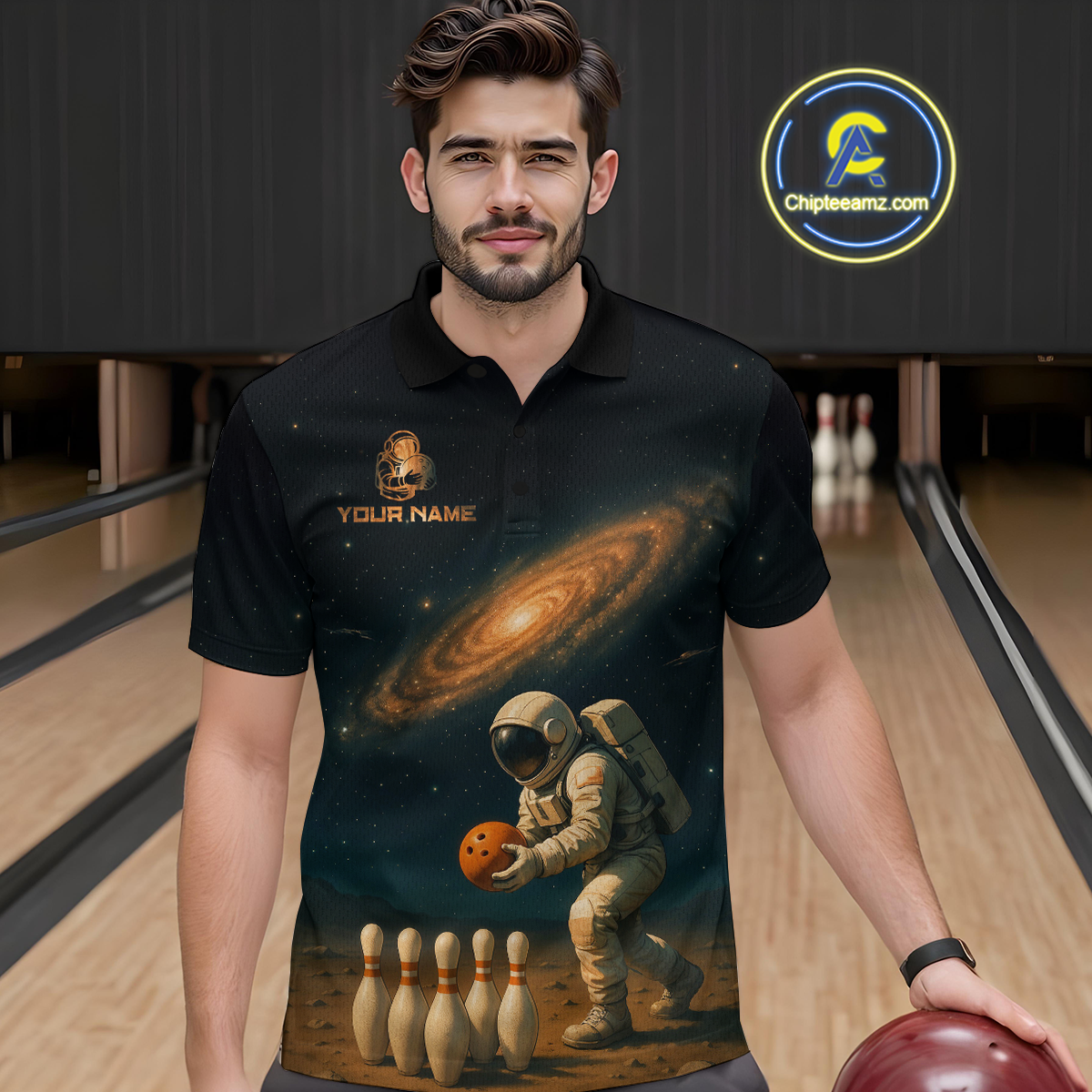 Astronaut Bowling Shirts for Men Women Team Custom Bowling Polo and Quarter Zip MBL152