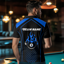 Load image into Gallery viewer, Customized Blue 8 Ball Pool Crown Men&#39;s Billiard Shirts, Billiard Team Shirts Polo &amp; 1/4 Zip Shirts NNT37