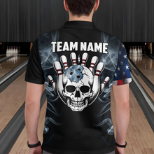 Load image into Gallery viewer, Custom Skull Bowling Shirts For Men Women American Flag Bowling Jersey Team BDT507