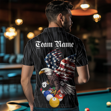 Load image into Gallery viewer, Personalized Billiard Shirt American Flag Eagle Billiard Jersey for Men Polo &amp; 1/4 Zip Shirt Team NNT01