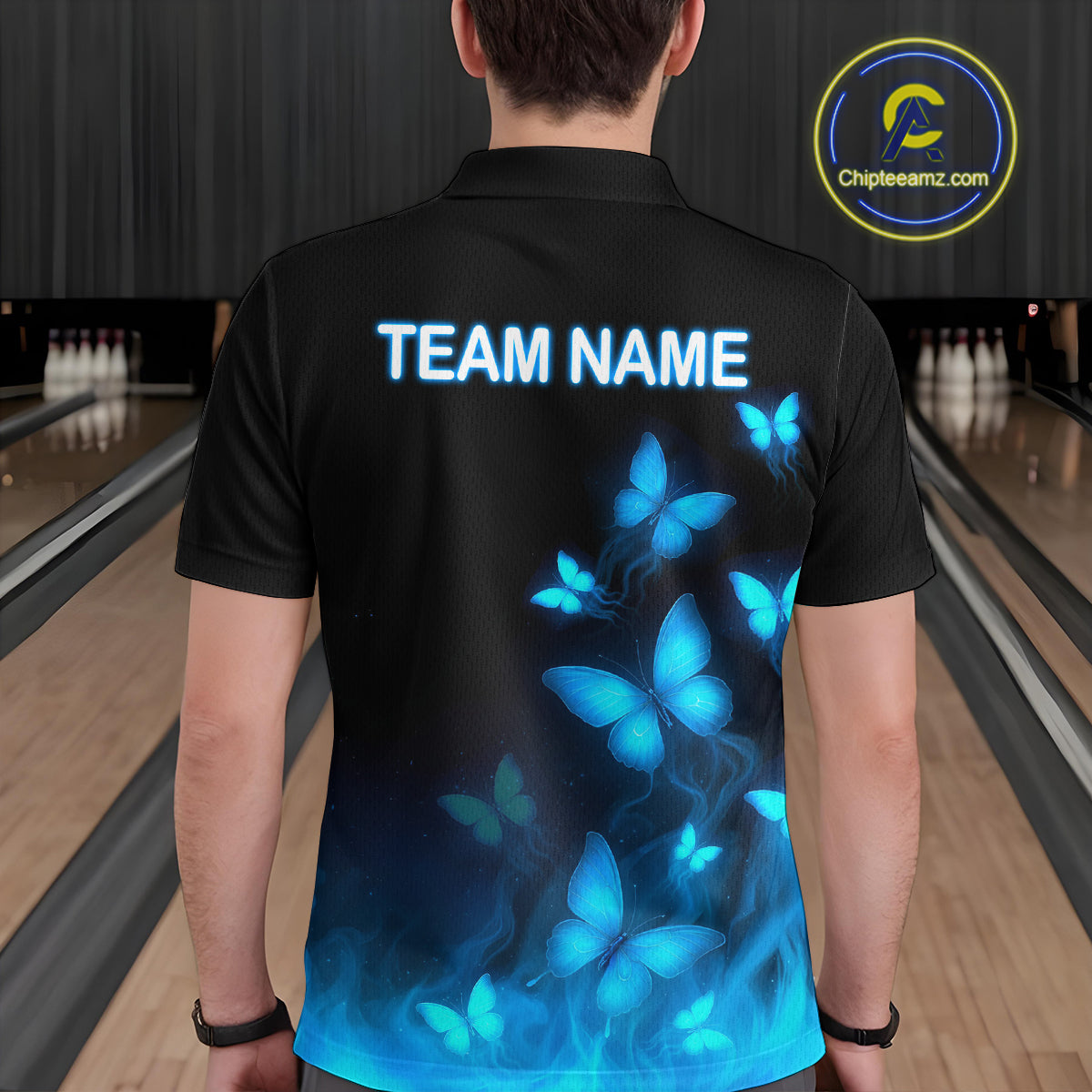 Blue Butterflies Bowling Shirts Women Men Team Custom Bowling Jerseys for Bowlers MBL138