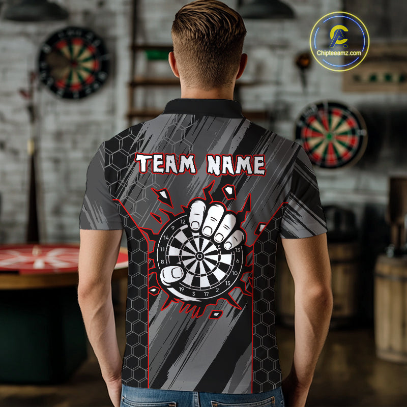 Men’s Custom Darts Shirt - Cracked Dartboard In Grip | Name Personalization NYN0318