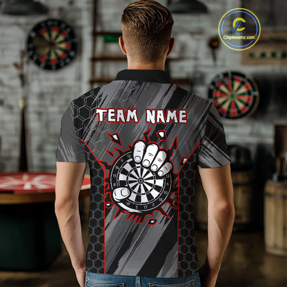 Men’s Custom Darts Shirt - Cracked Dartboard In Grip | Name Personalization NYN0318