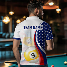 Load image into Gallery viewer, US Flag Billiard Shirt 8 9 Ball Billiard Jersey Billiard Shirt for Men Polo &amp; 1/4 Zip NNT15