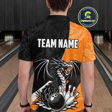 Load image into Gallery viewer, Custom Orange Dragon Bowling Men Shirts Bowling Uniform Polo &amp; 1/4 Zip Bowling Team Jerseys HNT103