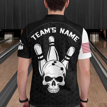 Custom Bowling Polo Shirt for Men Women Skull Bowling Jersey Bowling Team League QZT47-4