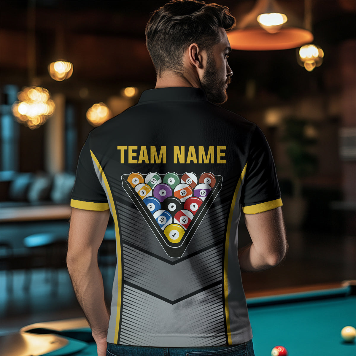 Billiard Shirt Crown 8 Ball Billiard Jersey Men Performance Billiard Shirt for Men Team Polo & 1/4 Zip NNT30