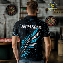 Load image into Gallery viewer, Custom White-Blue Wings Grunge Style Dart Shirt For Men, Dart Team Jerseys NYN0110