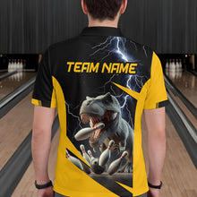 Load image into Gallery viewer, Yellow &amp; Black Thunder Dinosaur Bowling Shirts Custom Bowling Polo Jersey for Men Women QZT669
