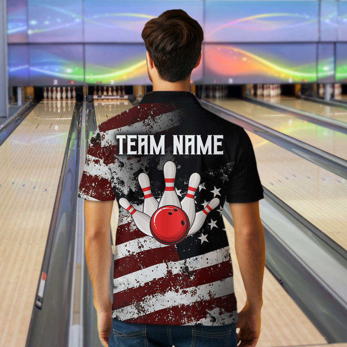 Custom US Eagle Bowling Jersey for Men Bowling Team Shirts Bowling Uniform Polo & 1/4 Zip HNT160
