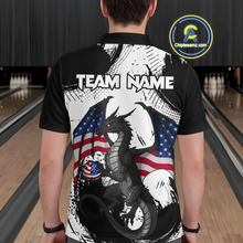 Load image into Gallery viewer, Black &amp; White Polo Bowling Team Jersey Custom American Dragon Bowling Shirt for Men Women QZT687