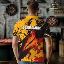 Load image into Gallery viewer, Men's Custom Darts Shirt With Flame Dart Arrows And Black-Yellow Grunge Pattern NYN0290