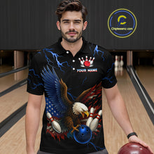 Load image into Gallery viewer, Blue Thunder US Flag Eagle Bowling Shirts for Men Team Bowling Polo &amp; Quarter-Zip HNT96