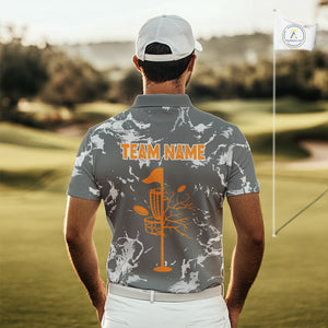 Gray Camo Orange Disc Golf basket Mens Disc golf polo shirts Custom team disc golf jerseys NQS9975