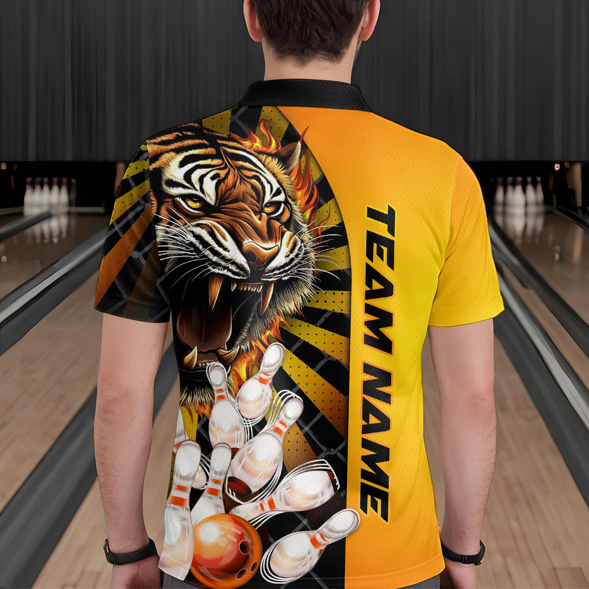 Yellow Tiger Bowling Custom Men Bowling Polo & Quarter-Zip Bowling Team Jerseys HNT44