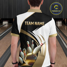 Load image into Gallery viewer, Gold Bowling Custom Men Bowling Shirt Polo &amp; Quarter-Zip Bowling Team Jerseys HNT61