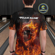 Load image into Gallery viewer, Custom Flame Skull Bowling Jersey for Men Bowling Uniform Polo &amp; 1/4 Zip Bowling Team Shirts HNT112