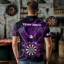 Load image into Gallery viewer, Personalized Thunder Lightning Eagle Purple Darts Shirt Polo &amp; Quarter Zip For Men Dart Team Jersey TDM3578
