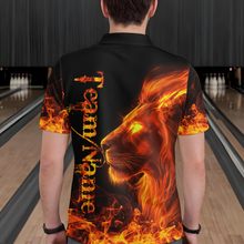 Load image into Gallery viewer, Orange Flaming Lion Bowling Custom Men Bowling Polo &amp; Quarter-Zip Bowling Team Jerseys HNT43